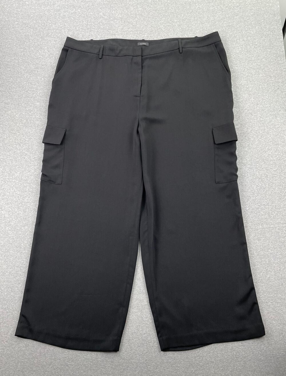 Halogen Wide Leg Cargo Pants Womens 3X Plus Rich Black Utility Work Dress Pants